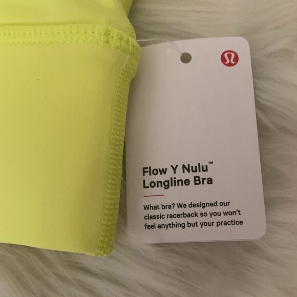 LULULEMON Flow Y Nulu Longline Bra in Neon Yellow Sz 8 - Picture 2 of 4